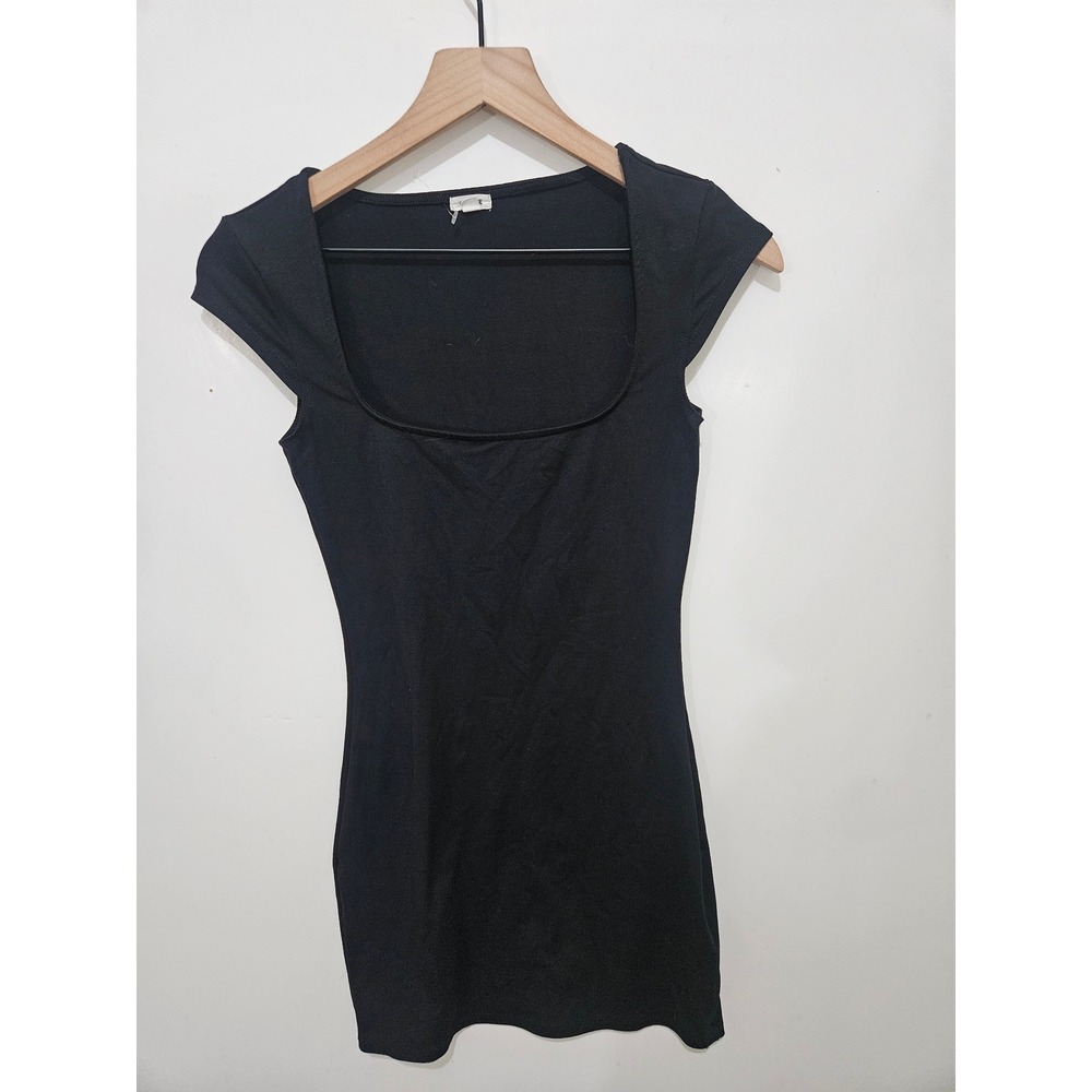 Garage Black Square Neck Cap Sleeve Bodycon Mini Dress XS 100082800